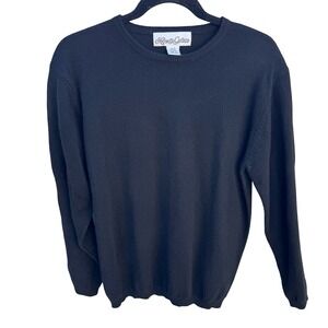 Alexa Grace Black 100% Cashmere Crew Neck Sweater Womens Small Fine Knit New Tag